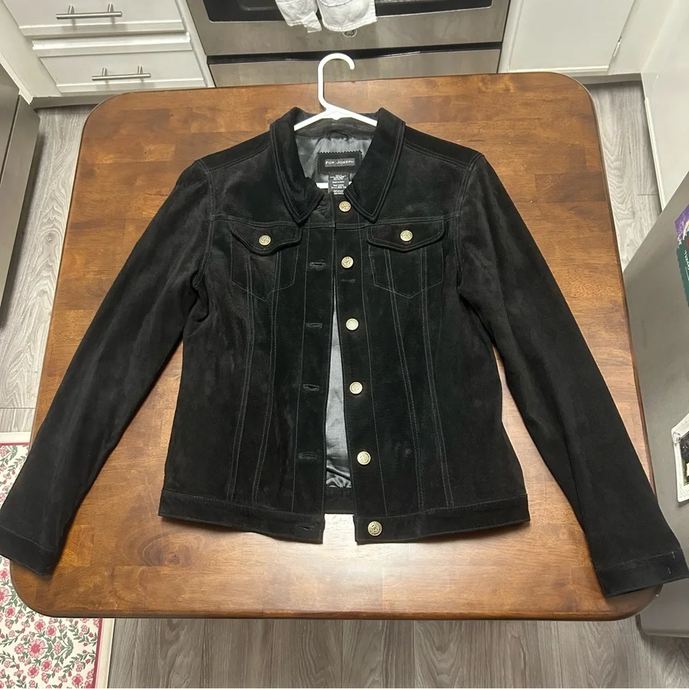 For Joseph Black Lined 100% Suede Leather Basic Jacket Women’s Size M - Picture 2 of 16